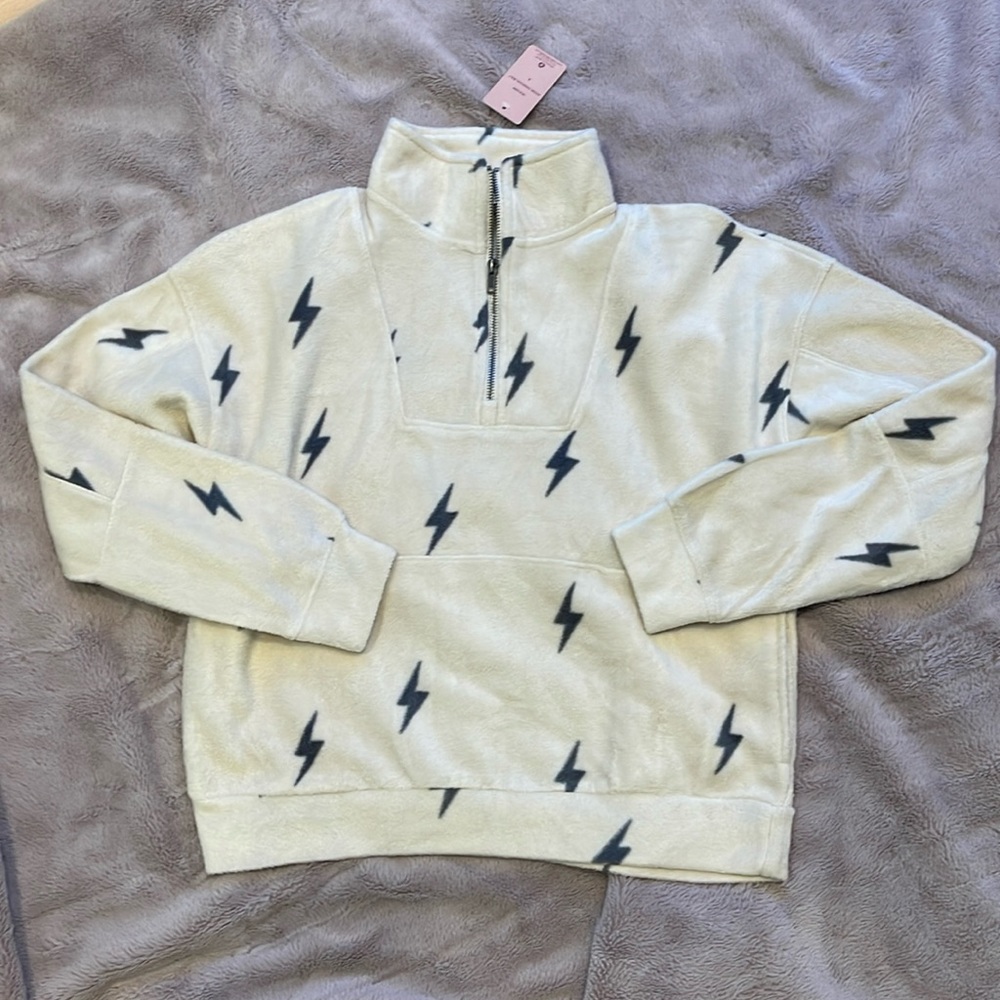 Cozie by Pink Rose 1/4 zip fleece lightning bolts sz S